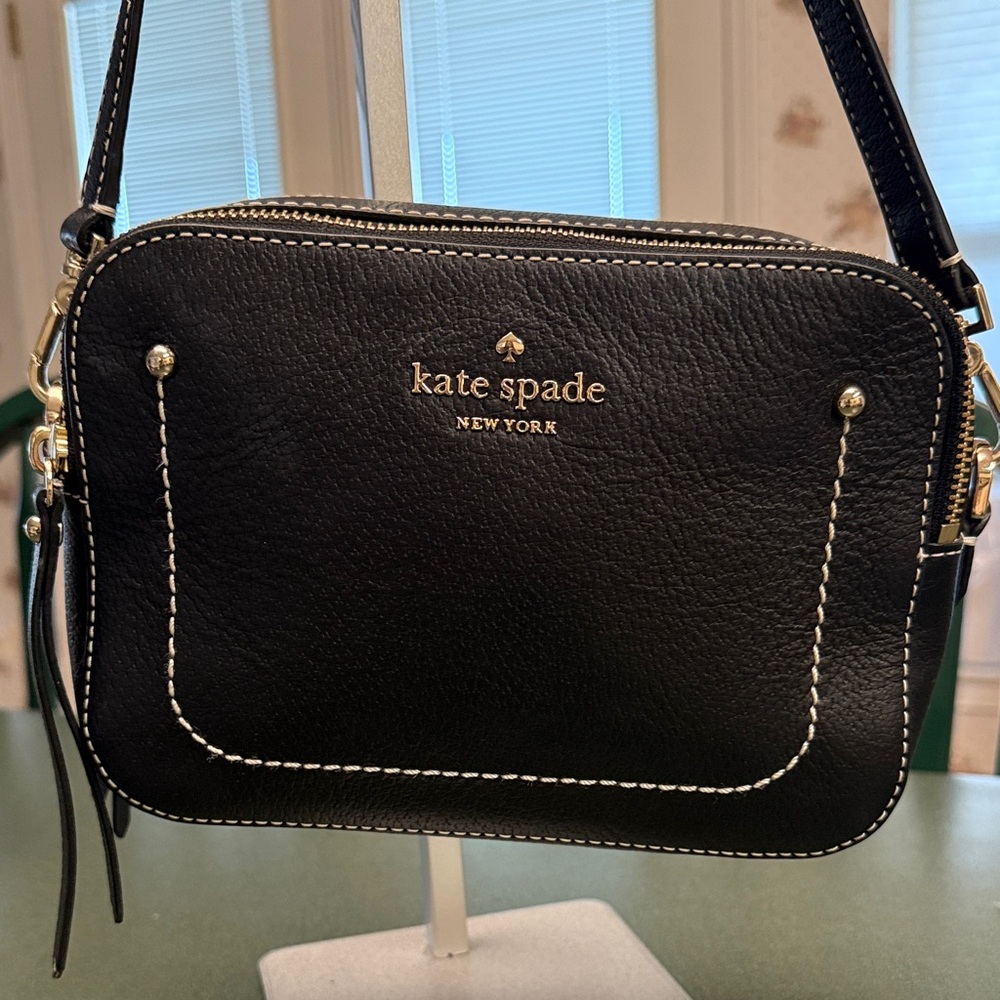 kate spade Black Crossbody Bag with White Stitching